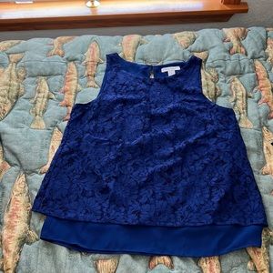 White House Black Market blue lace top